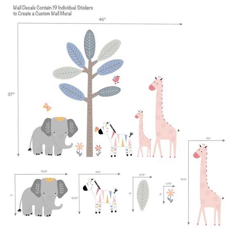 Lambs & Ivy Jazzy Jungle Elephant/Zebra/Giraffe/Tree Wall Decals/Stickers, 2 of 5