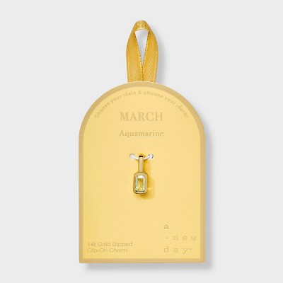 14K Gold Dipped Rectangle Birthstone Charm - A New Day™