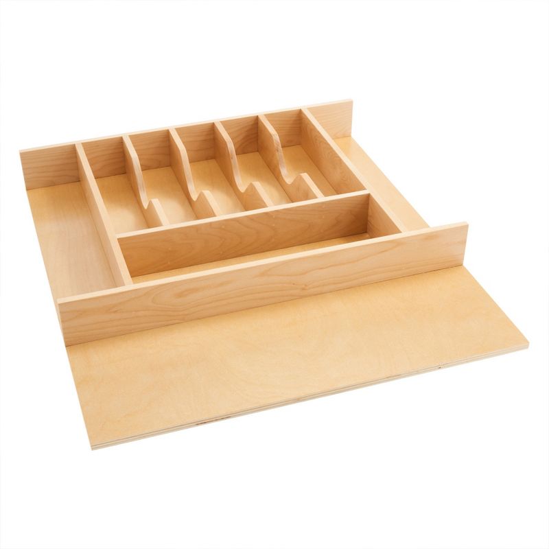 Rev-A-Shelf Trim-to-Fit Silverware Drawer Organizer For Kitchen Utensil Cutlery Cabinet Storage, Natural Maple Wood 9 Compartment Tray Insert, 4WCT-3, 1 of 7