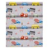 Everything Kids Construction Gray, Yellow, and Red Fire Engines, Dump Trucks, Police Cars and Busses Super Soft Toddler Blanket - 2 of 4