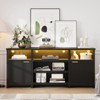 LED Farmhouse TV Stand for 75 Inch, Mid Century Modern Media TV Console - 2 of 4