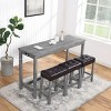 Bar Table Set with Power Outlet,Bar Table and Chairs Set,4 Piece Dining Table Set,Industrial Breakfast Table Set-Maison Boucle - 3 of 4