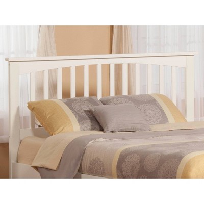 White Full Mission Wood Panel Headboard with USB Charger