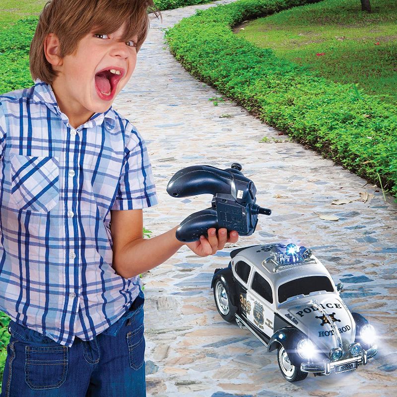 Top Race Remote Control Car with Lights and Sirens |Old Fashioned Style| Black and White, 3 of 5