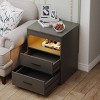 Fredees Night Stand with Drawer, Charging Bedside Table with USB & Type-C Port, LED Nightstand with Human Sensor Light. - 2 of 4