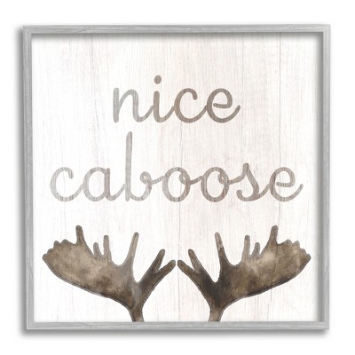 Stupell Industries Nice Caboose Bathroom Moose Antlers Framed Giclee