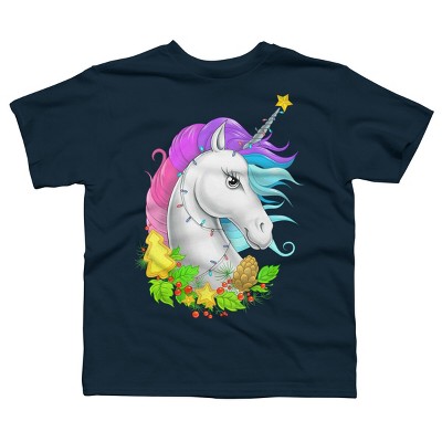 Boy's Design By Humans Christmas unicorn By NikKor T-Shirt