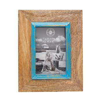 Beachcombers Natural/Turquoise Photo Frame 7.25 x 0.5 x 9.25 Inches.