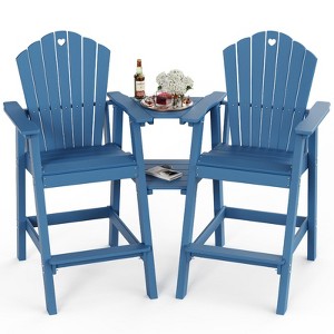 GardenJoy HDPE Tall Adirondack Bar Chair Set with 2-Layer Table & Umbrella Hole - 1 of 3