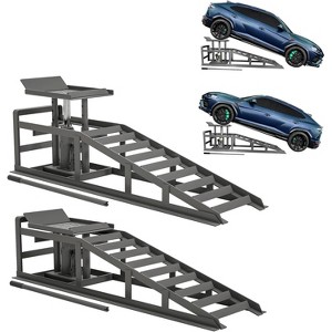 Acekool Hydraulic Car Ramps 5T 10000 lbs, 2 Pack Low Profile Steel Vehicle Lift Ramps, 11.61"-16.21" 4-Position Height Adjustment, Garage Truck Black - 1 of 4