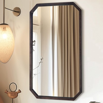 ARTLOGE 50x80/70x120cm Octagonal Decorative Wood Frame Wall Mirror for Living Room