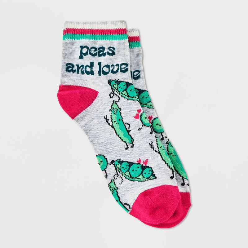 Women&#39;s &#34;Peas and Love&#34; Ankle Socks - Xhilaration&#8482; Heather Gray 4-10, 1 of 4