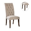 Simple Relax Set of 2 Linen-like Fabric Upholstered Side Chairs in Rustic Oak and Beige - 4 of 4