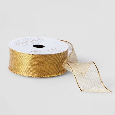 1.5" Metallic Fabric Ribbon Gold 36ft - Wondershop™