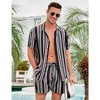 WhizMax Men's Beach Short-Sleeve Shirt and Shorts Striped Set - 3 of 4