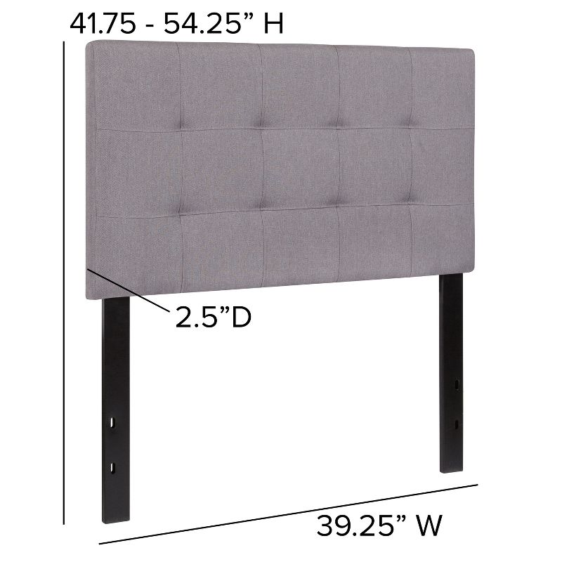 Flash Furniture Bedford Tufted Upholstered Twin Size Headboard in Light Gray Fabric, 6 of 10