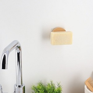 Evideco French Home Goods Magnetic Soap Holder Bamboo Wall Mounted Adhesive - 1 of 4