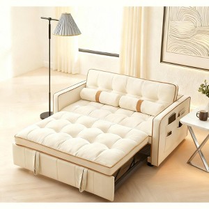 3 in1 pull out couch, Velvet sleeper sofa with Adjustable Backrest Side Pockets and Lumbar Pillows sofa bed for Living Room - 1 of 4