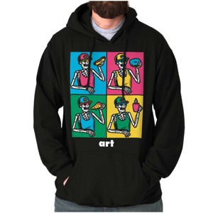 Funny Skeleton Food Lover Pop Art Hoodie Sweatshirt Women Men Brisco Brands - 1 of 4