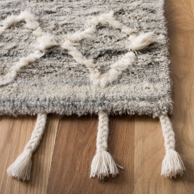 Luxurious Hand-Tufted Wool Shag Rug in Soft Gray, 8' x 10'