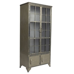 Storied Home Metal 57.5" Tall Decorative Storage Cabinet Gunmetal: Fixed Shelves, Adult Assembly Required - 1 of 4