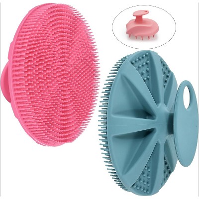 2 pack Food-Grade Soft Silicone Body Scrubbers Shower Brush Handheld Cleansing Skin Brush, Gentle Exfoliating and Lather Well