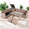 Mshliw 6-Piece Outdoor All-Weather PE Rattan Sofa Set with Adjustable Seating, Storage Box, and Glass Table for Patio, Garden, or Backyard - 3 of 4