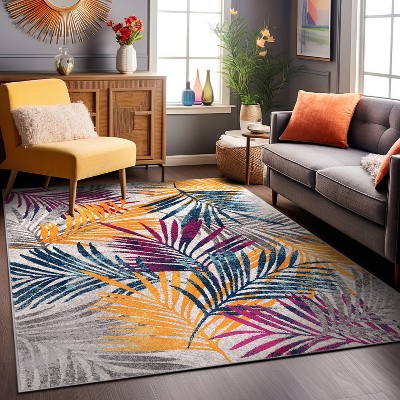 World Rug Gallery Edinburgh Floral Leaves Area Rug Multi 7'10"x10