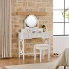 TOBILI Compact Makeup Vanity Table with Reversible Mirror, Dressing Table Set with Stool, Space-Saving Beauty Station for Small Places, White - 2 of 4