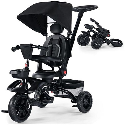 Kinder King 7 in 1 Kids Baby Stroller Tricycle Folding Toddler Trike w/Adjustable Push Handle