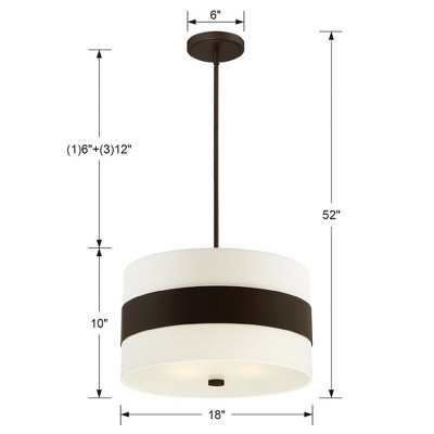 Mini Elegance Dark Bronze Crystal 3-Light Chandelier with Cream Silk Shade