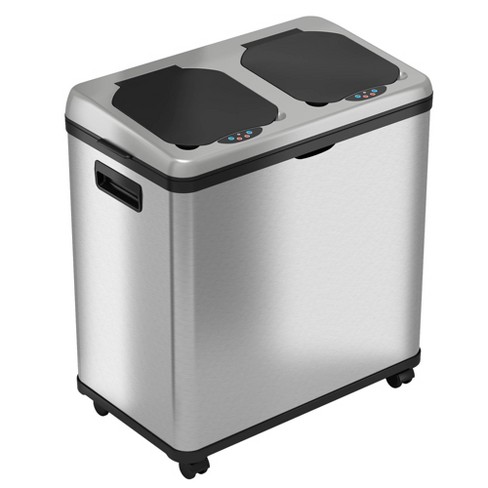 halo Premium 13.2 Gallon Step Pedal Trash Can with AbsorbX Odor Control System & Removable Inner Bucket - Stainless steel