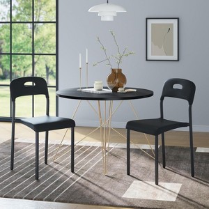 2pcs Kitchen Chairs, Plastic Dining Room Chair with Metal Legs, Easy Assembly, Waterproof & Stain-Resistant, Suitable for Indoor and Outdoor， Black - 1 of 4