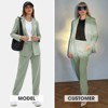 EXLURA Women's Business One Button Blazer Jacket High Elastic Waist Pant Suit Set Casual Loose 2 Piece Suits Office Work - 2 of 4