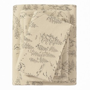 100% Cotton Lodge Print Flannel Sheet Set - Great Bay Home (King, Bear Mountain) - 1 of 4