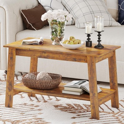 Stylish 31.5" Coffee Table with Open Shelves - 2-Tier Modern Industrial Design