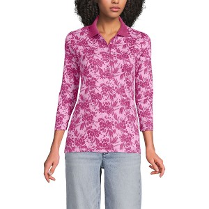 Lands' End Women's 3/4 Sleeve Supima Cotton Polo Shirt - 1 of 3