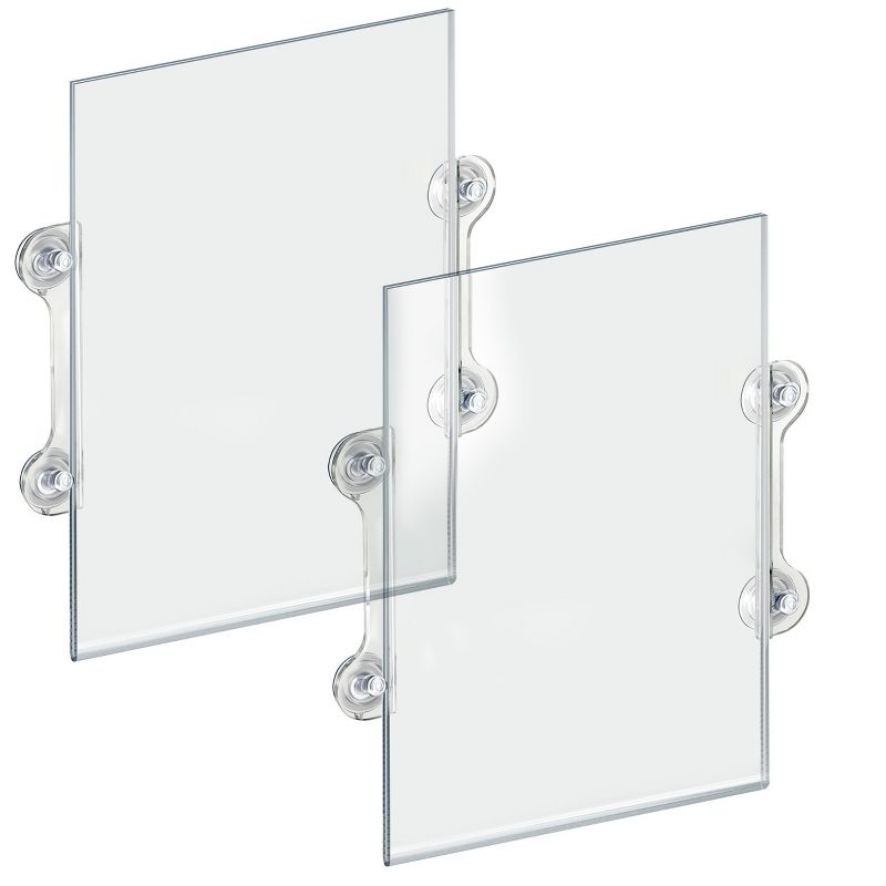 Azar Displays Clear Acrylic Window/Door Sign Holder Frame with Suction Cups 11"W x 17''H, 2-Pack, 2 of 10