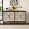 Vynxaria Rustic Decorative Storage Cabinets with Rattan Doors - Versatile Sideboard in Black/Natural/Walnut - 2 of 4