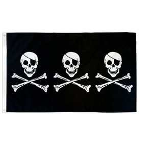 Maison 3'x5' 3 Skulls Pirate Double-stitched Poly Flag Perfect For Kids Birthday Party Decoration & Halloween - 1 of 4