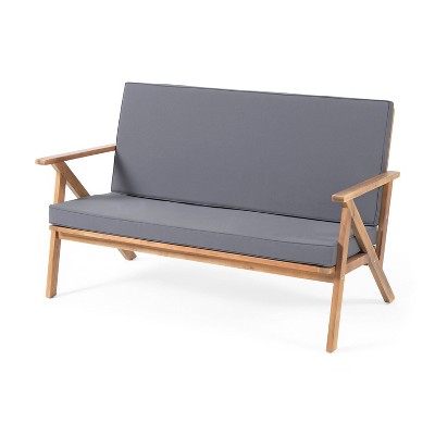 Panama 8-Piece Dark Gray and Teak Acacia Wood Outdoor Chat Set
