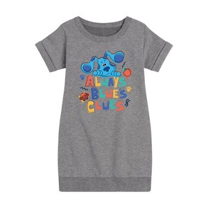 Girls' - Blue's Clues & You! - Always Blue's Clues Graphic Short Sleeve Fleece Dress - 1 of 3