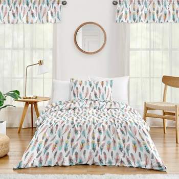 Twin Feather Kids' Comforter Set Gray/Coral - Sweet Jojo Designs