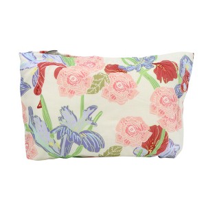 Unique Bargains Reusable Floral Print Handheld Makeup Bag White Red Pink 1 Pc - 1 of 4