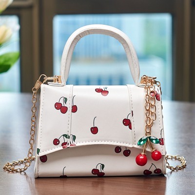 Willow & Ruby Girls' Cherry Print Mini Top Handle Crossbody Bag with Charm for Kids - image 2