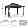 PURPLE LEAF Permanent Hardtop Gazebo Aluminum Frame Gazebo with Galvanized Steel Double Roof, UV-Resistant, Netting & Curtains included - Grey - 2 of 4