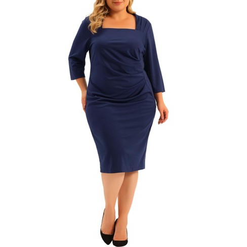 Plus size 2024 navy sheath dress