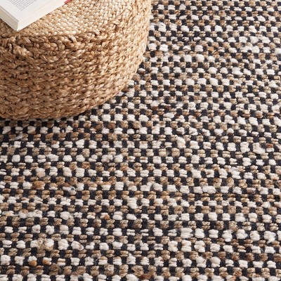 Handmade Black and Ivory Wool Flat Woven Area Rug
