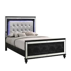 New Classic Furniture, Valentine Solid Wood Full Size Lighted Bed in Black - 1 of 4