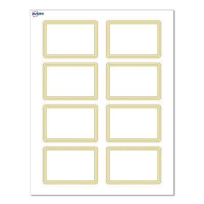 Avery® Name Tags, 2-1/3" x 3-3/8", Multi-Lined Gold Border, 80ct